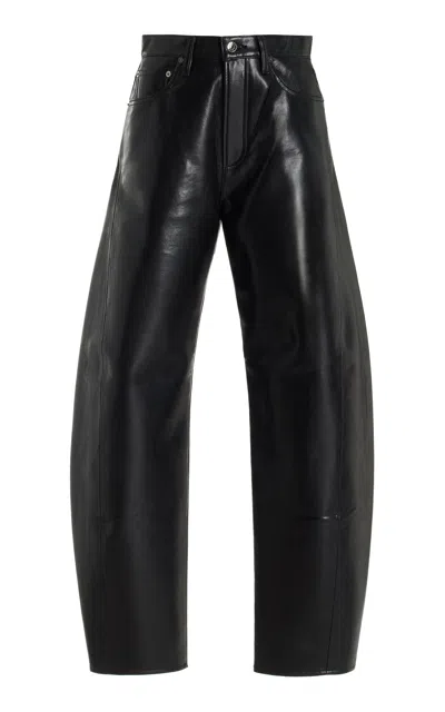 Agolde Ren Straight Leather Pant Detox In Black