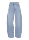 Agolde Luna Light Blue Jeans With Logo Patch On The Rear And Fringed Hem In Denim Woman
