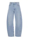 Agolde Luna Light Blue Jeans With Logo Patch On The Rear And Fringed Hem In Denim Woman