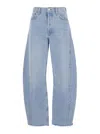 Agolde Luna Light Blue Jeans With Logo Patch On The Rear And Fringed Hem In Denim Woman