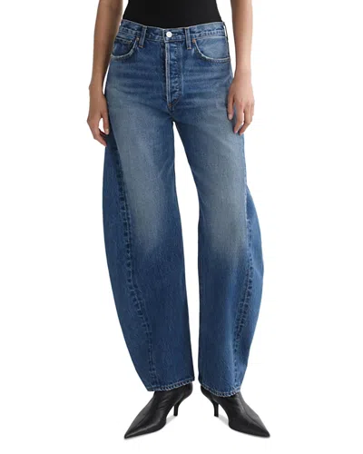 Agolde Luna Pieced High Rise Curved Tapered Jeans In Logical In Blue