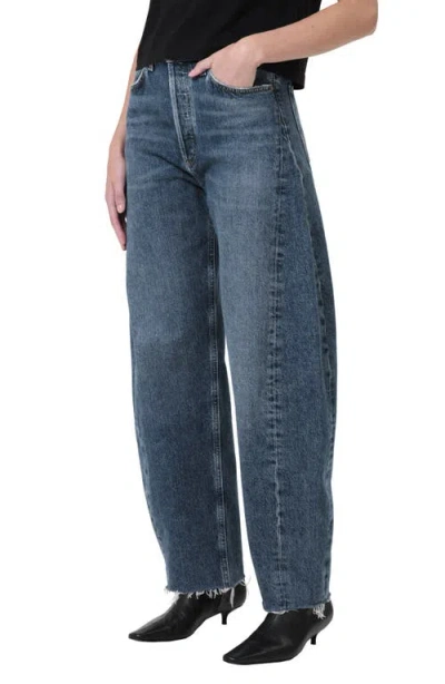 Agolde Luna High Rise Pieced Bowed Jeans In Control In Blue