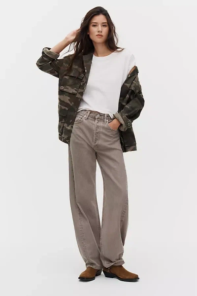 Agolde Luna Pieced High-rise Barrel-leg Jeans In Neutral