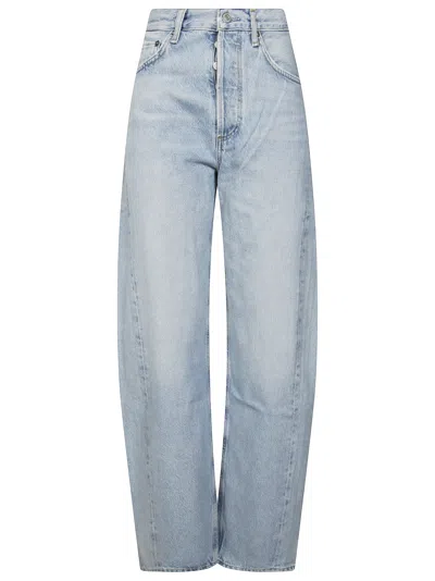Agolde Luna Pieced High-rise Tailored Jeans In Blue
