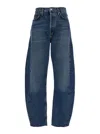Agolde Luna High Rise Curved Taper Jeans In Split In Blue