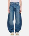 Agolde Luna Piece High Waist Raw Hem Barrel Jeans In Blue