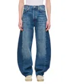 Agolde Luna Piece High Waist Raw Hem Barrel Jeans In Blue