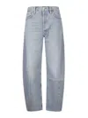 Agolde High Waist Frayed Hem Jeans In Blue