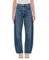 Agolde Luna High Rise Pieced Bowed Jeans In Control In Blue