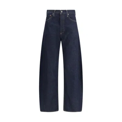 Agolde Luna Pieced Taper Jeans High Waist Color Rinse In Blue