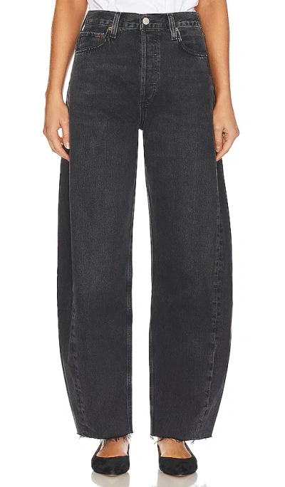 Agolde Luna Pieced Wide Leg Jeans In Black
