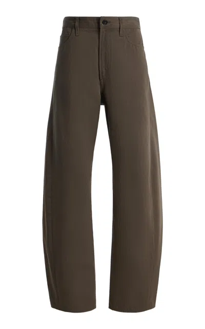 Agolde Luna Twill High-rise Tapered-leg Trousers In Green