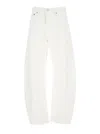 Agolde 'luna' White Jeans With Logo Patch On The Rear And Fringed Hem In Denim Woman