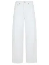 Agolde 'luna' White Jeans With Logo Patch On The Rear And Fringed Hem In Denim Woman