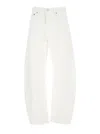Agolde 'luna' White Jeans With Logo Patch On The Rear And Fringed Hem In Denim Woman In White