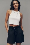 Agolde Lydia Toggle Waist Cotton Blend Shorts In Black