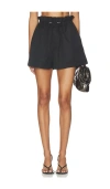 Agolde Lydia Toggle Waist Cotton Blend Shorts In Black