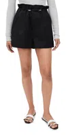 Agolde Lydia Toggle Waist Cotton Blend Shorts In Black