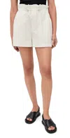 Agolde Lydia Toggle Waist Cotton Blend Shorts In White