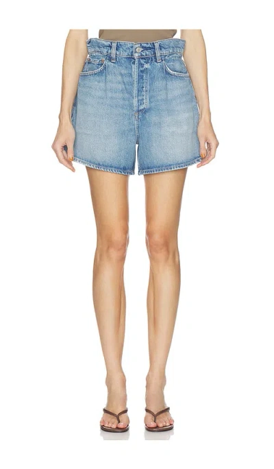Agolde Lyonne Cinched Waist Shorts In Blue