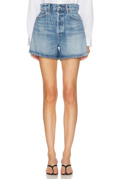 Agolde Lyonne Cinched Waist Shorts In Blue