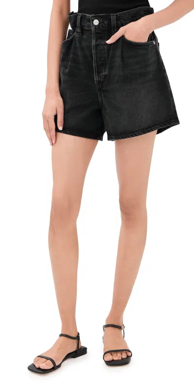 Agolde Lyonne Denim Shorts Arcane In Black