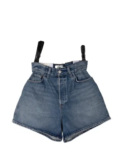 Agolde Lyonne High-waisted Shorts In Blue