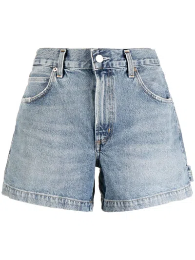 Agolde Magda Denim Short Shorts In Blau