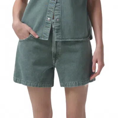 Agolde Magda Short In Salamander In Green
