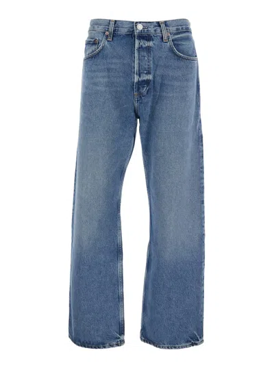 Agolde Blue Jeans With Five-pocket Design In Denim Man