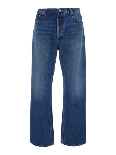 Agolde Magnus Regular-fit Logo Patch Denim Jeans For Men In Blue