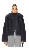 Agolde Maren Faux Shearling Coat In Charcoal