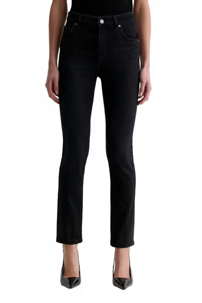 Agolde Mari Mid-rise Slim Straight Leg Jeans In Glasgow Constellation In Black