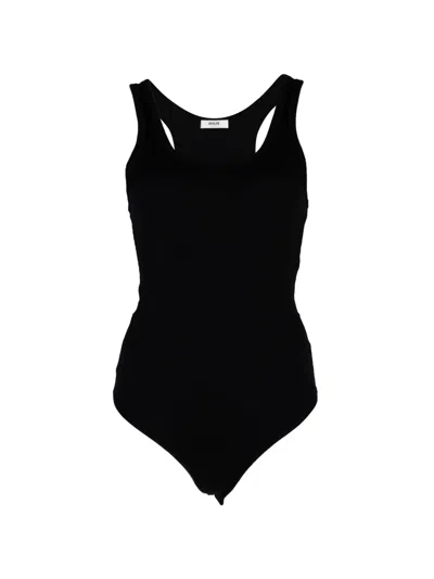 Agolde Maria Ribbed Bodysuit In Black