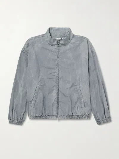 Agolde Marshall Crinkled Cotton-blend Shell Bomber Jacket In Blue