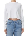 Agolde Mason Cropped Long Sleeve Tee In White