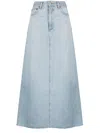 Agolde Hilla Mid-rise Back-slit Maxi Skirt In Practice In Blau