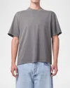 Agolde Asha Oversize Mock Neck T-shirt In Flint (wsh Grey