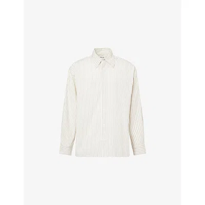 Agolde Mens  Aurel Striped Cotton-poplin Shirt In Gibbs Stripe (grey/wht)