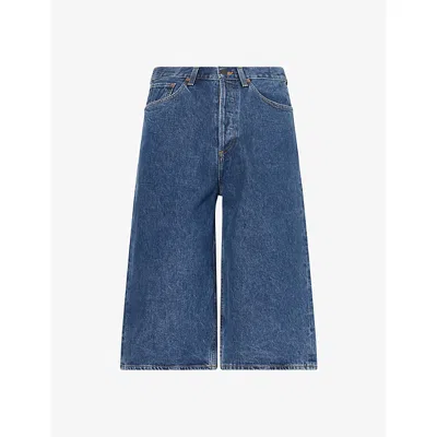 Agolde Mens  Beesley High-rise Denim Shorts In Creased Indigo