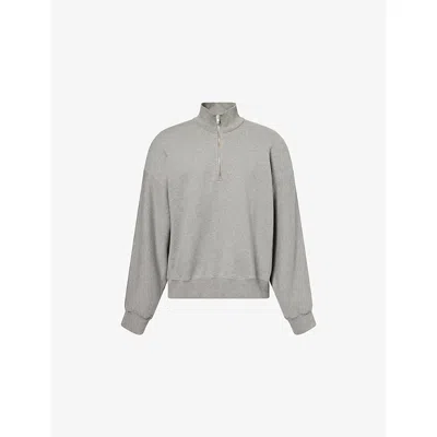 Agolde Mens Grey Heather (grey) Idris Quarter-zip Knitted Cotton Jumper In Gray