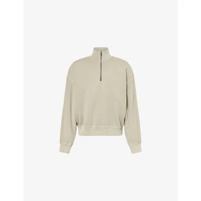 Agolde Mens Idris Quarter-zip Knitted Cotton Jumper Wicker (medium Grey) In Neutral