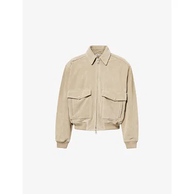 Agolde Mens  Emil Collared Suede Bomber Jacket In Brown