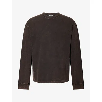 Agolde Mens Asha Long-sleeve Cotton T-shirt Pulse (blackened Rust) In Brown