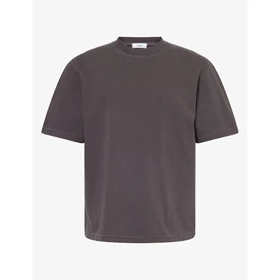 Agolde Mens Asha Mock-neck Cotton T-shirt Forge (mid Brwn)