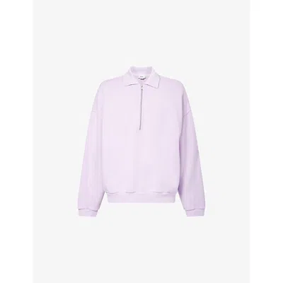 Agolde Mens Aster (lt Bright Lilac) Pace Quarter-zip Cotton-jersey Sweatshirt