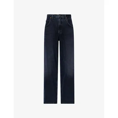 Agolde Mens Fusion Baggy Tapered-leg Denim Jeans Boyd (blackened Indigo) In Blue