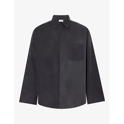 Agolde Mens Boyle Washed Cotton Shirt Brakus (dk Marbled Blk) In Blue