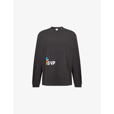 Agolde Mens Dark Grey  X Rsvp Printed Long-sleeves Cotton-jersey T-shirt In Gray