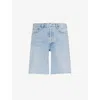 Agolde Mens  Anson Mid-rise Denim Shorts In Force (vint Marbled Ind)